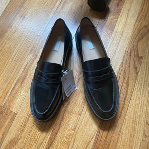 H&M Chunky Leather Loafer 40 8.5 Patent Black